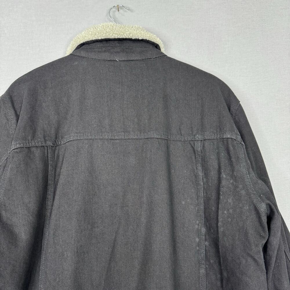 ASOS Womens Jean Jacket 2XL Black Faux Fur Sherpa Lined Denim Trucker Barn Coat - Picture 9 of 16